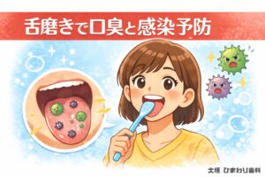 舌磨きで口臭と感染予防